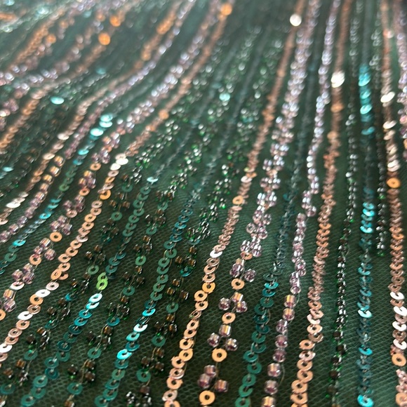 NWT green Sequin Stripe Mini Shirt Dress - Picture 12 of 12